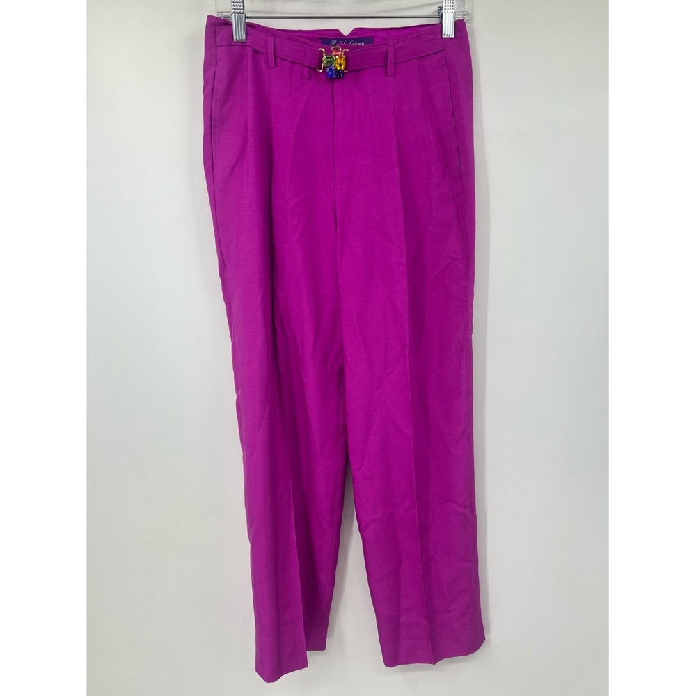 Ralph Lauren Purple Label 100% Silk Women's Magenta Dress Pants Size 0